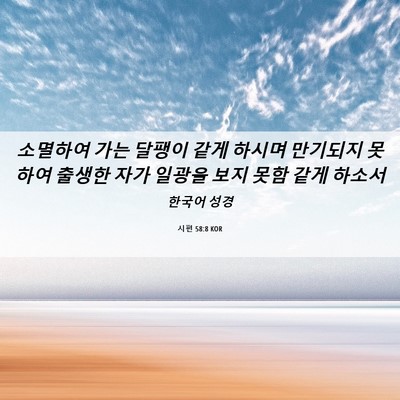 Picture 06 - 시편 58:8 KOR - 소멸하여 가는 달팽이 같게 하시며 - Bible Verse Picture