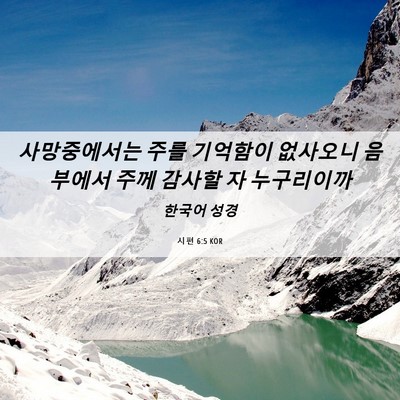 Picture 06 - 시편 6:5 KOR - 사망중에서는 주를 기억함이 - Bible Verse Picture