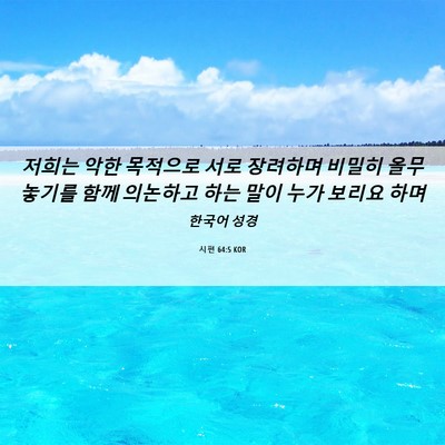 Picture 06 - 시편 64:5 KOR - 저희는 악한 목적으로 서로 장려하며 - Bible Verse Picture