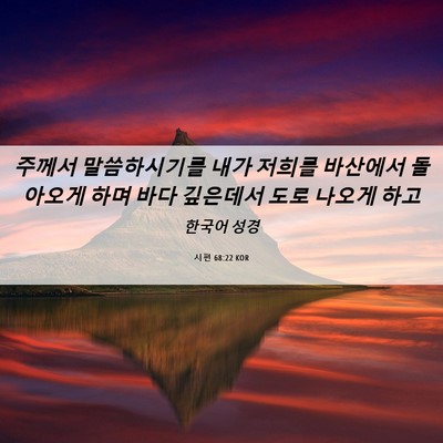 Picture 06 - 시편 68:22 KOR - 주께서 말씀하시기를 내가 저희를 - Bible Verse Picture