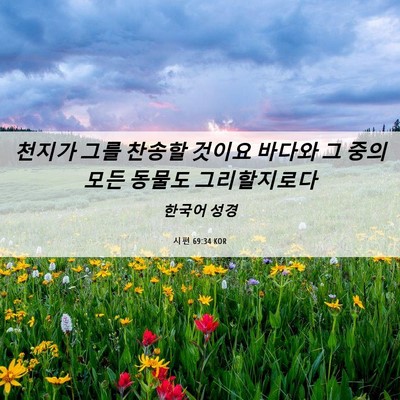 Picture 06 - 시편 69:34 KOR - 천지가 그를 찬송할 것이요 바다와 - Bible Verse Picture