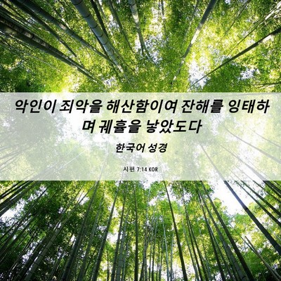 Picture 06 - 시편 7:14 KOR - 악인이 죄악을 해산함이여 잔해를 - Bible Verse Picture