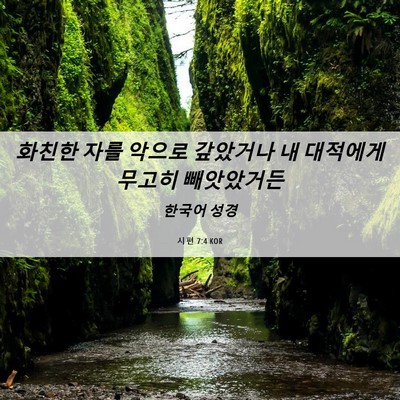 Picture 06 - 시편 7:4 KOR - 화친한 자를 악으로 갚았거나 내 - Bible Verse Picture