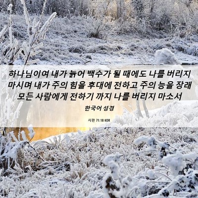 Picture 06 - 시편 71:18 KOR - 하나님이여 내가 늙어 백수가 될 - Bible Verse Picture