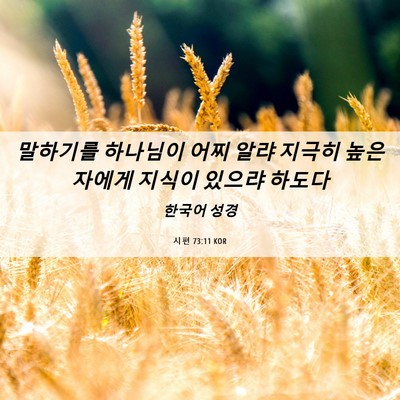Picture 06 - 시편 73:11 KOR - 말하기를 하나님이 어찌 알랴 지극히 - Bible Verse Picture