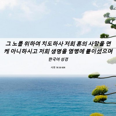 Picture 06 - 시편 78:50 KOR - 그 노를 위하여 치도하사 저희 혼의 - Bible Verse Picture