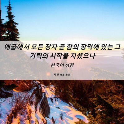 Picture 06 - 시편 78:51 KOR - 애굽에서 모든 장자 곧 함의 장막에 - Bible Verse Picture
