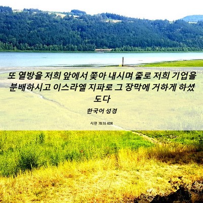 Picture 06 - 시편 78:55 KOR - 또 열방을 저희 앞에서 쫓아 내시며 - Bible Verse Picture