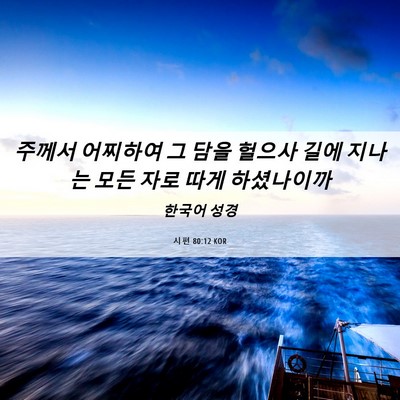 Picture 06 - 시편 80:12 KOR - 주께서 어찌하여 그 담을 헐으사 - Bible Verse Picture