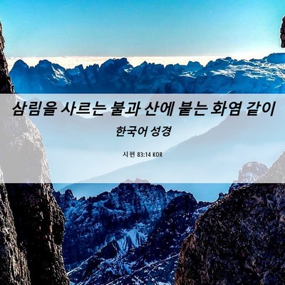 Picture 06 - 시편 83:14 KOR - 삼림을 사르는 불과 산에 붙는 화염 - Bible Verse Picture