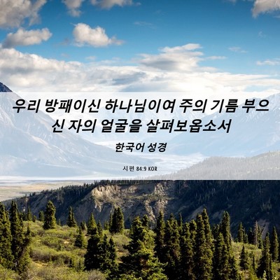 Picture 06 - 시편 84:9 KOR - 우리 방패이신 하나님이여 주의 기름 - Bible Verse Picture