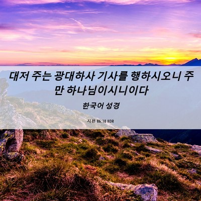 Picture 06 - 시편 86:10 KOR - 대저 주는 광대하사 기사를 - Bible Verse Picture