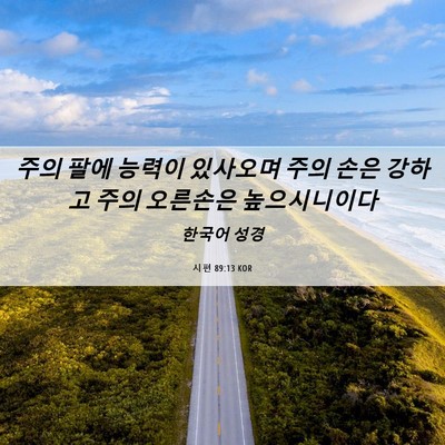 Picture 06 - 시편 89:13 KOR - 주의 팔에 능력이 있사오며 주의 - Bible Verse Picture