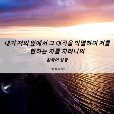 Picture 06 - 시편 89:23 KOR - 내가 저의 앞에서 그 대적을 - Bible Verse Picture