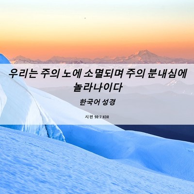 Picture 06 - 시편 90:7 KOR - 우리는 주의 노에 소멸되며 주의 - Bible Verse Picture