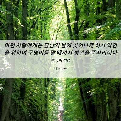 Picture 06 - 시편 94:13 KOR - 이런 사람에게는 환난의 날에 - Bible Verse Picture