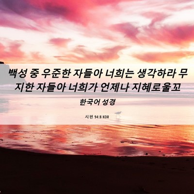 Picture 06 - 시편 94:8 KOR - 백성 중 우준한 자들아 너희는 - Bible Verse Picture