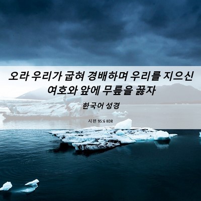 Picture 06 - 시편 95:6 KOR - 오라 우리가 굽혀 경배하며 우리를 - Bible Verse Picture
