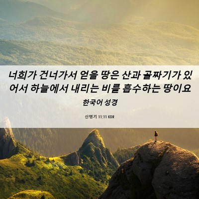 Picture 06 - 신명기 11:11 KOR - 너희가 건너가서 얻을 땅은 산과 - Bible Verse Picture