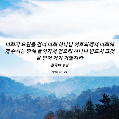 Picture 06 - 신명기 11:31 KOR - 너희가 요단을 건너 너희 하나님 - Bible Verse Picture