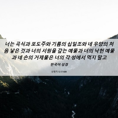 Picture 06 - 신명기 12:17 KOR - 너는 곡식과 포도주와 기름의 - Bible Verse Picture