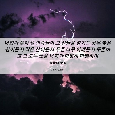 Picture 06 - 신명기 12:2 KOR - 너희가 쫓아 낼 민족들이 그 신들을 - Bible Verse Picture
