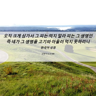 Picture 06 - 신명기 12:23 KOR - 오직 크게 삼가서 그 피는 먹지 말라 - Bible Verse Picture