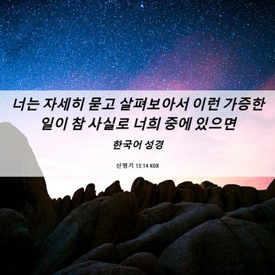 Picture 06 - 신명기 13:14 KOR - 너는 자세히 묻고 살펴보아서 이런 - Bible Verse Picture