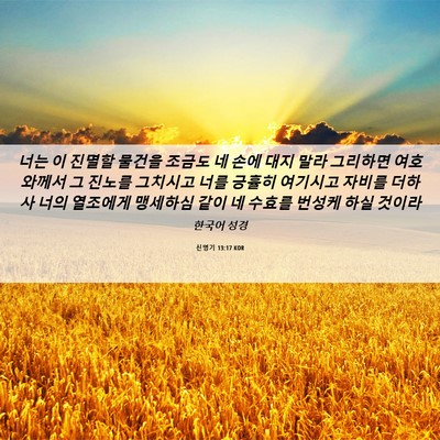Picture 06 - 신명기 13:17 KOR - 너는 이 진멸할 물건을 조금도 네 - Bible Verse Picture