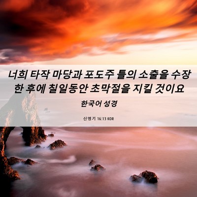 Picture 06 - 신명기 16:13 KOR - 너희 타작 마당과 포도주 틀의 - Bible Verse Picture