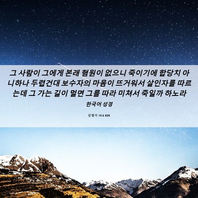 Picture 06 - 신명기 19:6 KOR - 그 사람이 그에게 본래 혐원이 - Bible Verse Picture