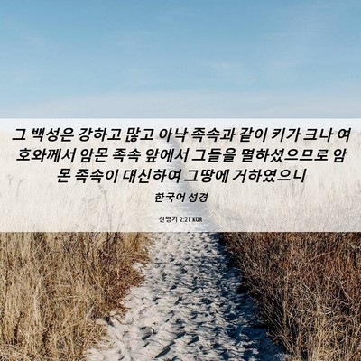Picture 06 - 신명기 2:21 KOR - 그 백성은 강하고 많고 아낙 족속과 - Bible Verse Picture