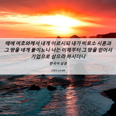 Picture 06 - 신명기 2:31 KOR - 때에 여호와께서 내게 이르시되 내가 - Bible Verse Picture