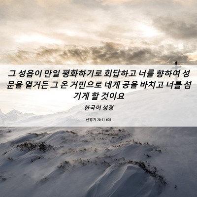 Picture 06 - 신명기 20:11 KOR - 그 성읍이 만일 평화하기로 회답하고 - Bible Verse Picture