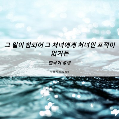 Picture 06 - 신명기 22:20 KOR - 그 일이 참되어 그 처녀에게 처녀인 - Bible Verse Picture
