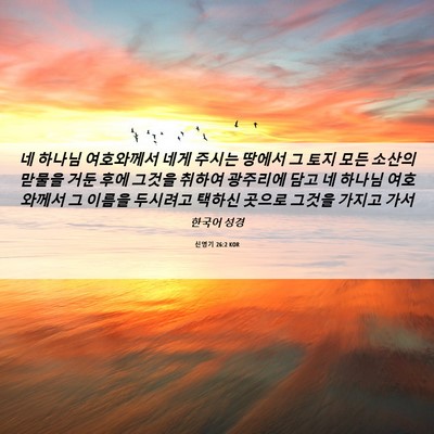 Picture 06 - 신명기 26:2 KOR - 네 하나님 여호와께서 네게 주시는 - Bible Verse Picture