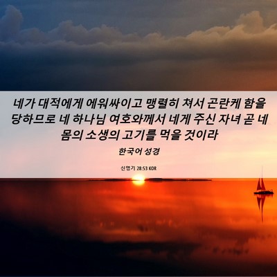 Picture 06 - 신명기 28:53 KOR - 네가 대적에게 에워싸이고 맹렬히 - Bible Verse Picture