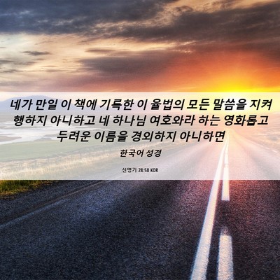 Picture 06 - 신명기 28:58 KOR - 네가 만일 이 책에 기록한 이 율법의 - Bible Verse Picture