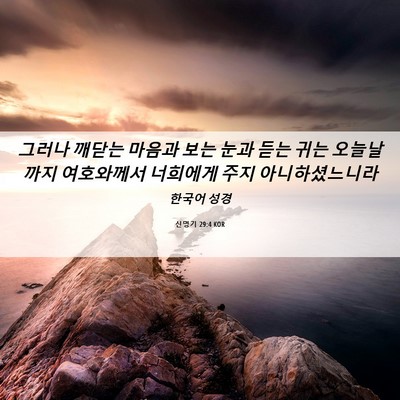 Picture 06 - 신명기 29:4 KOR - 그러나 깨닫는 마음과 보는 눈과 - Bible Verse Picture