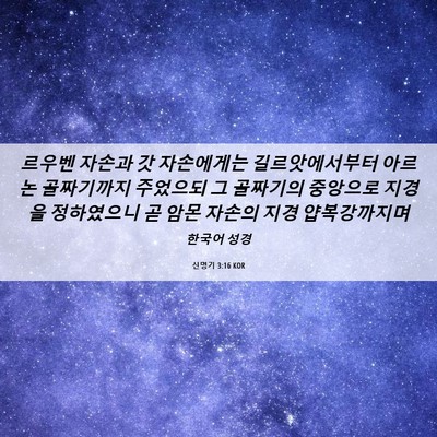 Picture 06 - 신명기 3:16 KOR - 르우벤 자손과 갓 자손에게는 - Bible Verse Picture