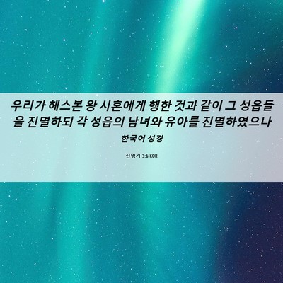 Picture 06 - 신명기 3:6 KOR - 우리가 헤스본 왕 시혼에게 행한 - Bible Verse Picture