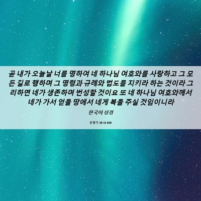 Picture 06 - 신명기 30:16 KOR - 곧 내가 오늘날 너를 명하여 네 - Bible Verse Picture