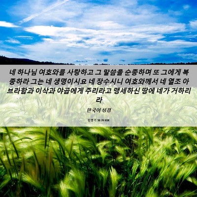 Picture 06 - 신명기 30:20 KOR - 네 하나님 여호와를 사랑하고 그 - Bible Verse Picture