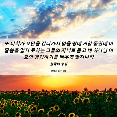 Picture 06 - 신명기 31:13 KOR - 또 너희가 요단을 건너가서 얻을 - Bible Verse Picture