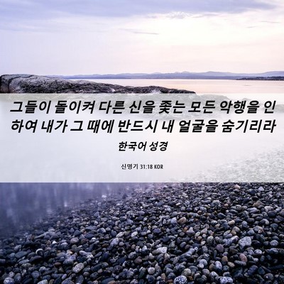 Picture 06 - 신명기 31:18 KOR - 그들이 돌이켜 다른 신을 좇는 모든 - Bible Verse Picture