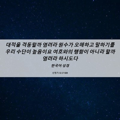 Picture 06 - 신명기 32:27 KOR - 대적을 격동할까 염려라 원수가 - Bible Verse Picture