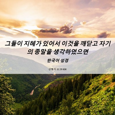 Picture 06 - 신명기 32:29 KOR - 그들이 지혜가 있어서 이것을 깨닫고 - Bible Verse Picture