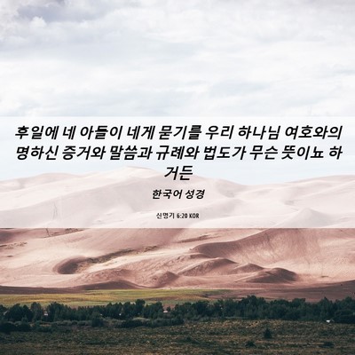 Picture 06 - 신명기 6:20 KOR - 후일에 네 아들이 네게 묻기를 우리 - Bible Verse Picture