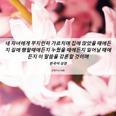 Picture 06 - 신명기 6:7 KOR - 네 자녀에게 부지런히 가르치며 집에 - Bible Verse Picture