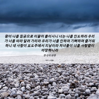 Picture 06 - 아가 1:4 KOR - 왕이 나를 침궁으로 이끌어 들이시니 - Bible Verse Picture